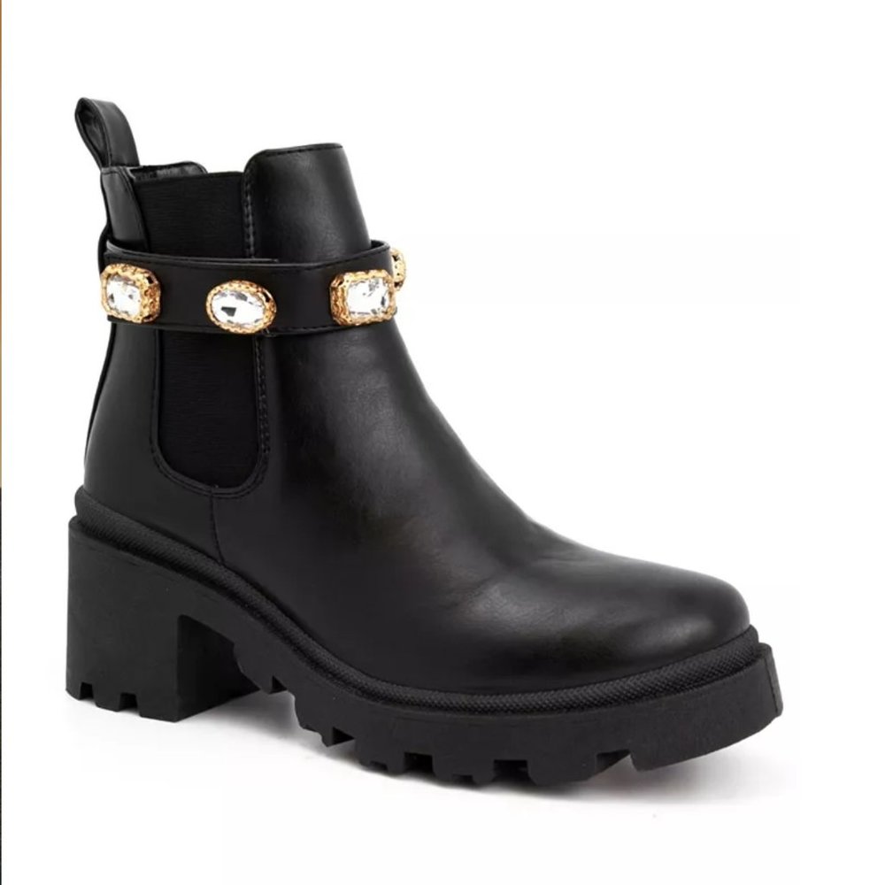 Black studded booties